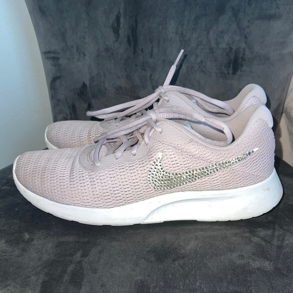 Rhinestone Nike Mauve Women's Sneakers with Silver Swoosh - Picture 9 of 13
